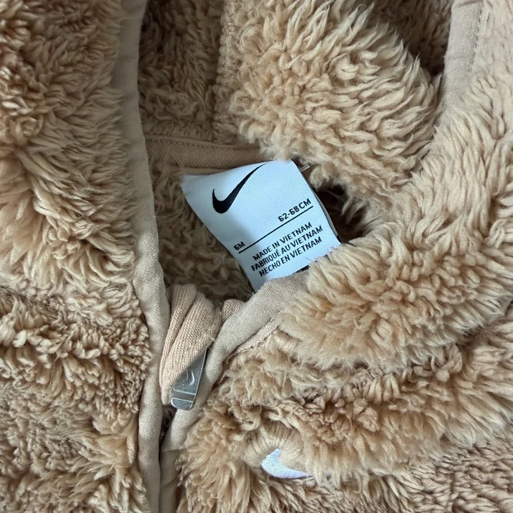 Nike Plush Hooded Baby One-Piece in Light Brown